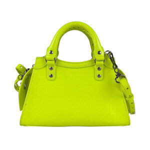 Balenciaga Neon City Bag Embossed Green Yellow Neo Handbag Leather Shoulder
